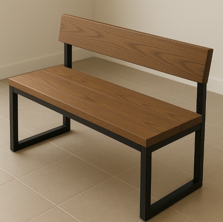 Banca Minimalist 2 – cu spătar (lemn & metal)